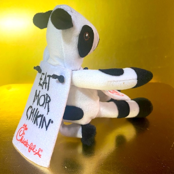CHICK-FIL-A  PROMOTIONAL COW PLUSH WEARING DOUBLE-SIDED SIGN EAT MOR CHIKIN 2002 - Picture 6 of 15